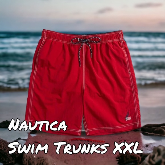 Nautica Men's 8" American Flag Logo J-Class Swim Shorts